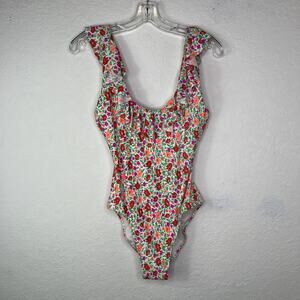J. Crew Storybook Floral print Ruffle Scoop back One Piece Swimsuit Size 8